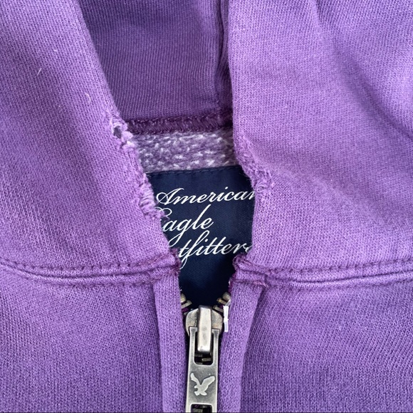 American Eagle Outfitters Tops Aeo Distressed Purple Zip Up Hoodie
